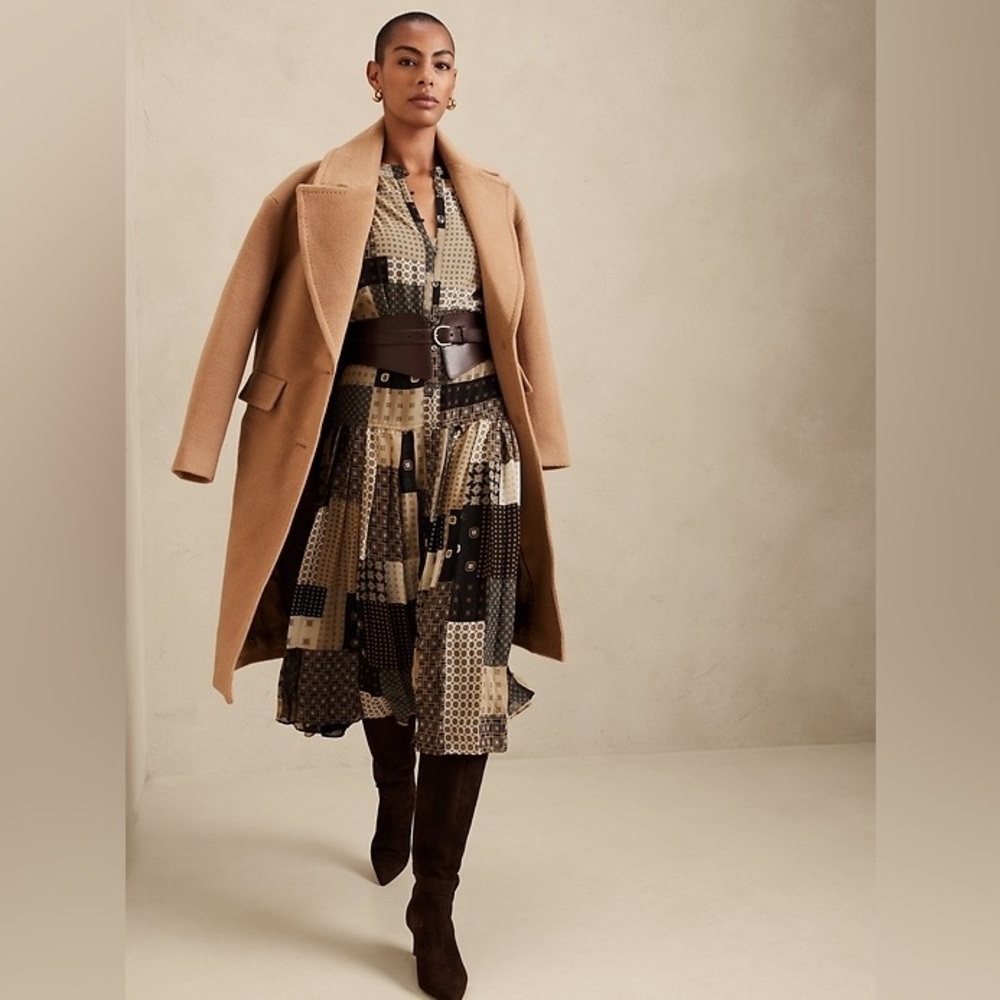Banana Republic Foulard Print Patchwork Pleated Maxi Dress